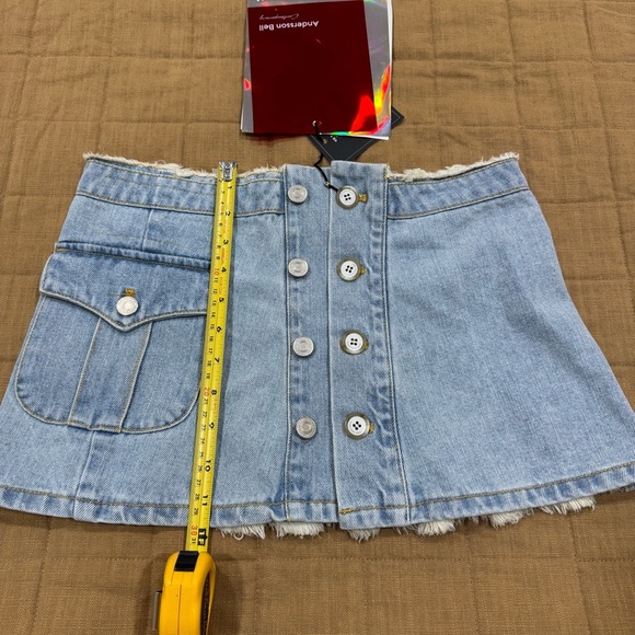 NWT Andersson Bell Skirt Size 26 XS-Small Blue Apron Pleated Denim Mini Skirt - Picture 9 of 13